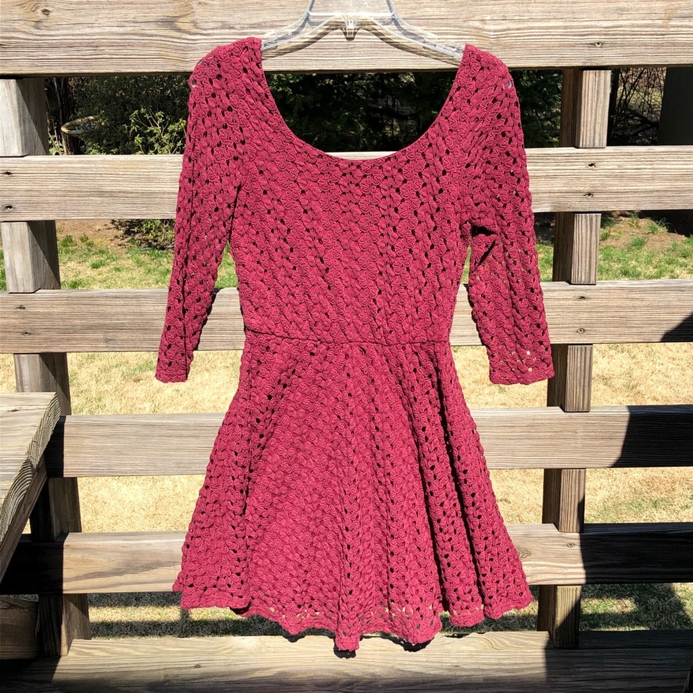Maroon Lace Skater Dress Love Reign Size Small